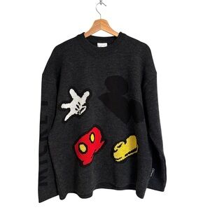 Vintage Disneyland Paris charcoal gray wool blend Disney Mickey Mouse Sweater XL